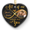 Custom Photo God Has Given Us The Gift Of Love To Understand What True Love Is - Couple Personalized Custom Ornament - Ceramic Heart Shaped - Christmas Gift For Husband Wife, Anniversary
