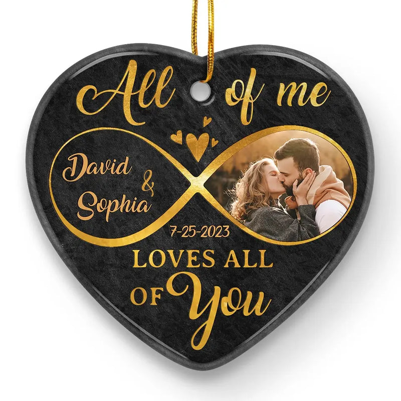 Custom Photo God Has Given Us The Gift Of Love To Understand What True Love Is - Couple Personalized Custom Ornament - Ceramic Heart Shaped - Christmas Gift For Husband Wife, Anniversary