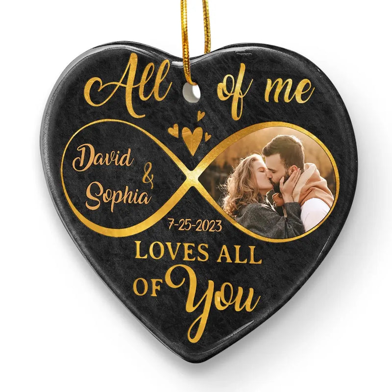 Custom Photo God Has Given Us The Gift Of Love To Understand What True Love Is - Couple Personalized Custom Ornament - Ceramic Heart Shaped - Christmas Gift For Husband Wife, Anniversary
