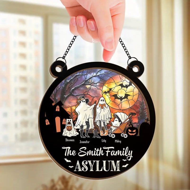 This Halloween Is Ours - Family Personalized Window Hanging Suncatcher - Halloween Gift For Family Members