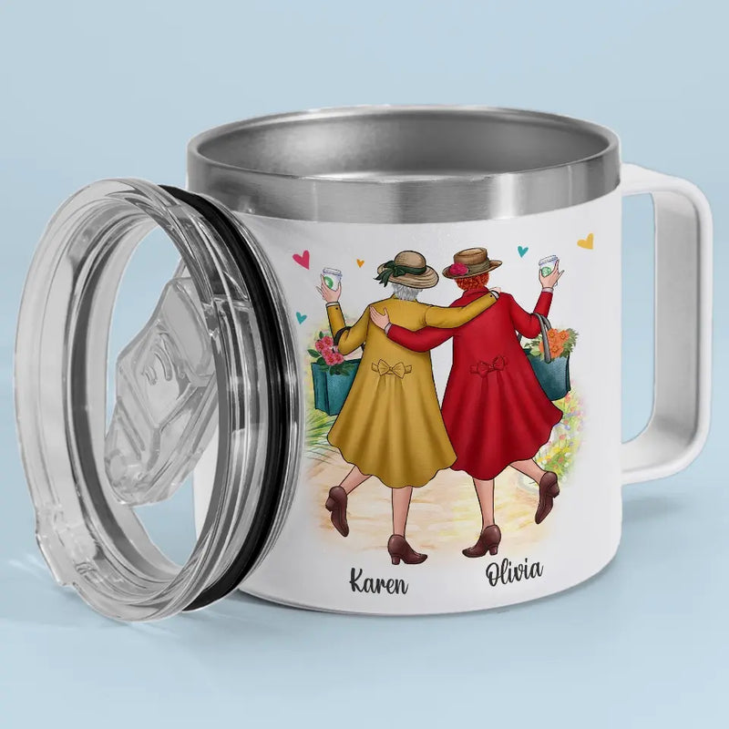 A Bestie Is Someone Who Is Always There For You, No Matter What - Bestie Personalized Custom 14oz Stainless Steel Tumbler With Handle - Gift For Best Friends, BFF, Sisters