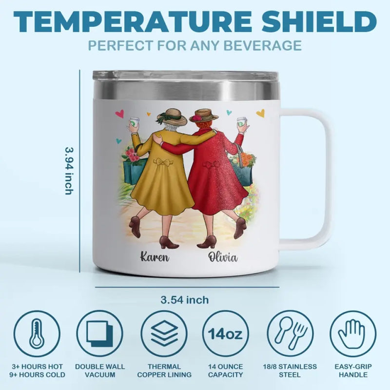 A Bestie Is Someone Who Is Always There For You, No Matter What - Bestie Personalized Custom 14oz Stainless Steel Tumbler With Handle - Gift For Best Friends, BFF, Sisters