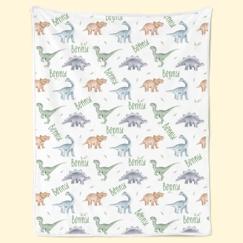 Gentle Warmth And Lovely Dinosaurs For Precious Moments - Family Personalized Custom Blanket - Gift For Baby Kids, Newborn Baby