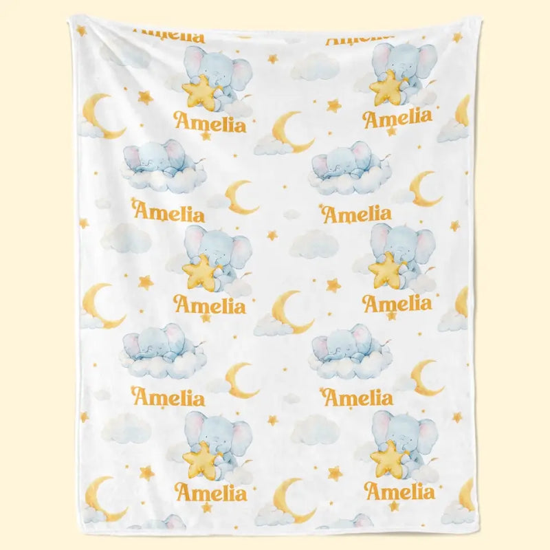 Such A Big Miracle, In Such A Little Elephant - Family Personalized Custom Baby Blanket - Gift For Baby Kids, Newborn Baby