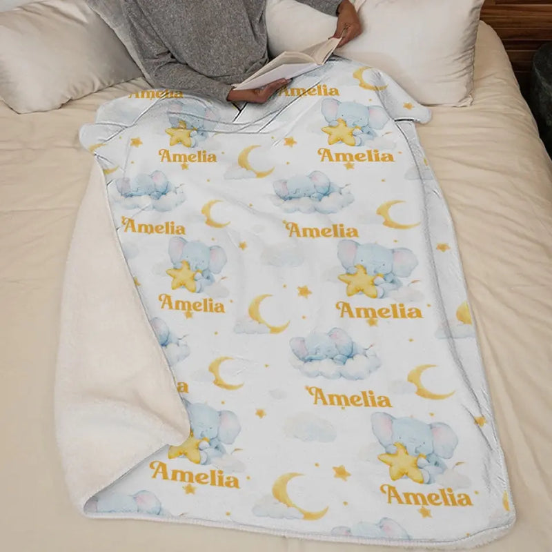 Such A Big Miracle, In Such A Little Elephant - Family Personalized Custom Baby Blanket - Gift For Baby Kids, Newborn Baby