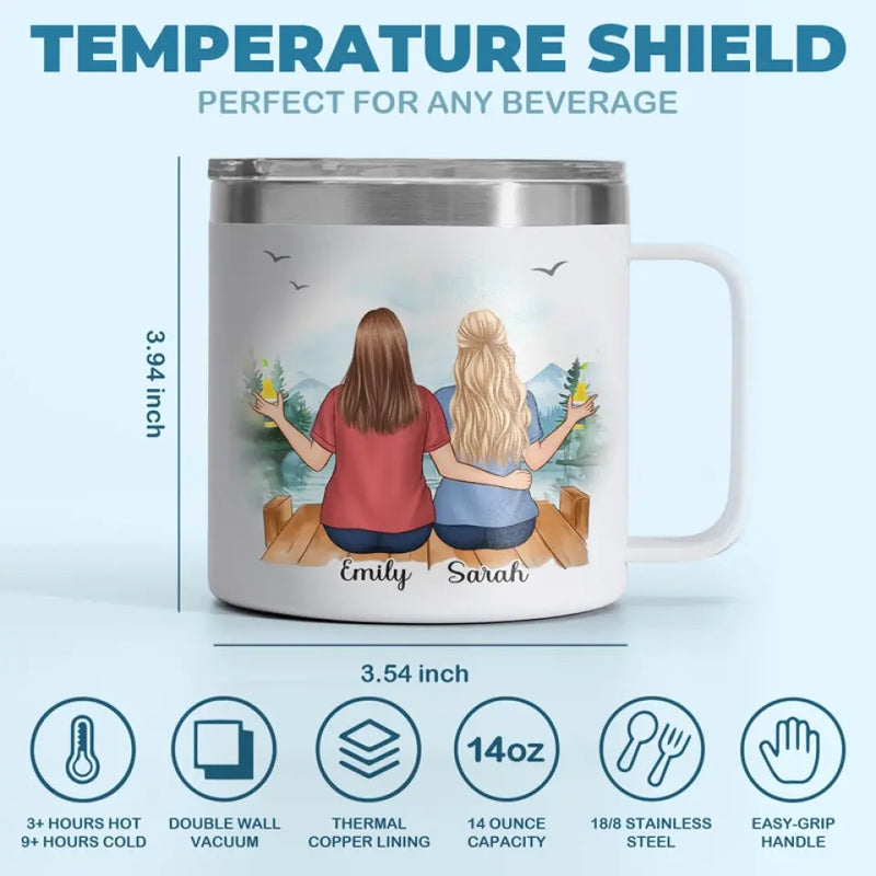 A Bestie Is Someone Who Makes Life More Fun - Bestie Personalized Custom 14oz Stainless Steel Tumbler With Handle - Gift For Best Friends, BFF, Sisters