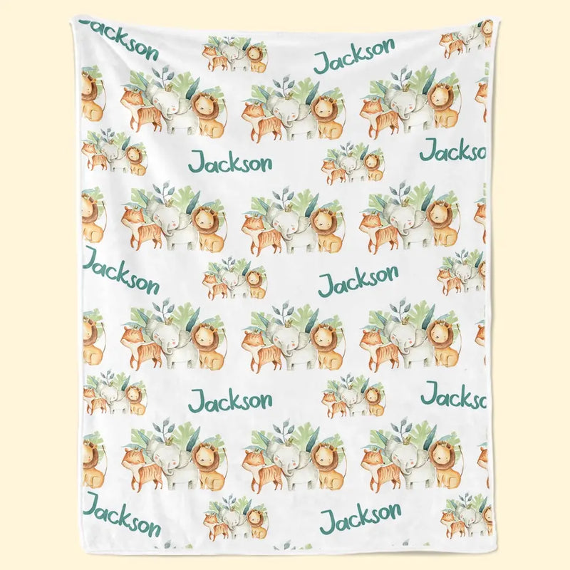 Woodland Animals In Da House - Family Personalized Custom Baby Blanket - Gift For Baby Kids, Newborn Baby