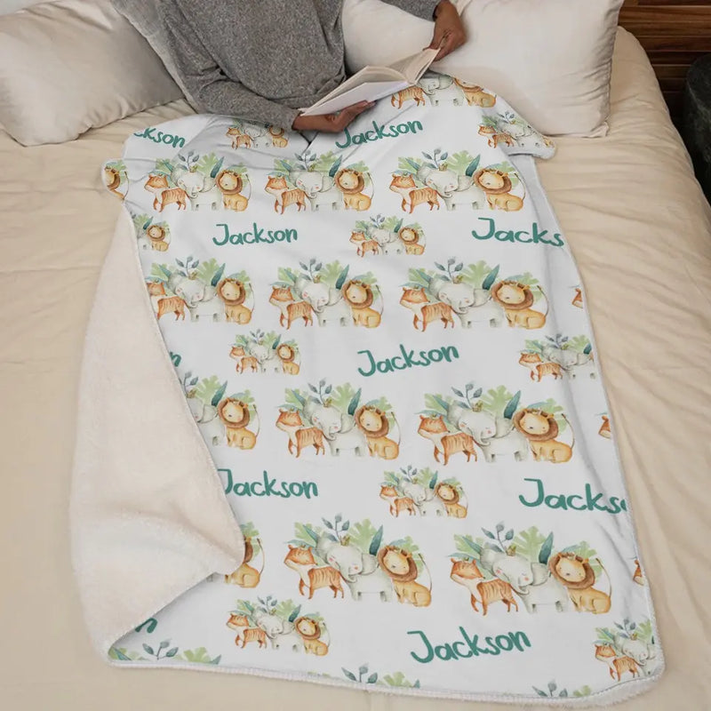 Woodland Animals In Da House - Family Personalized Custom Baby Blanket - Gift For Baby Kids, Newborn Baby