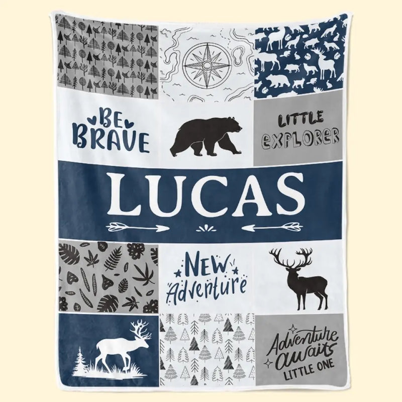 Be Brave Little Explorer - Family Personalized Custom Baby Blanket - Gift For Baby Kids, Newborn Baby