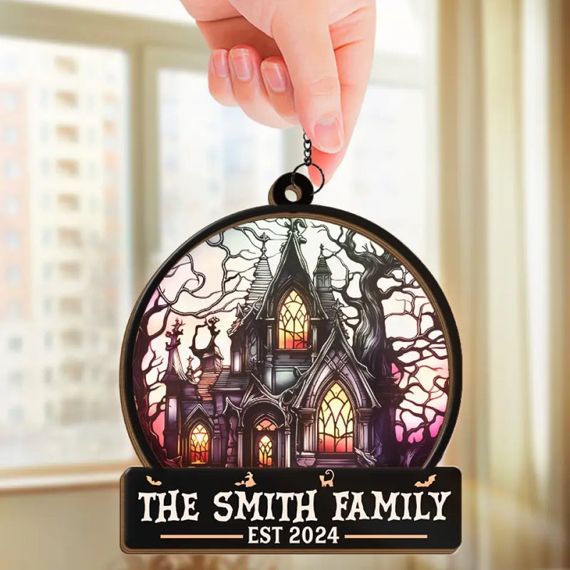 Life's No Fun Without A Good Scare - Family Personalized Window Hanging Suncatcher - Halloween Gift For Family Members
