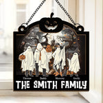 Creepy And Full Of Love, Our Family Halloween Rocks - Family Personalized Window Hanging Suncatcher - Halloween Gift For Family Members
