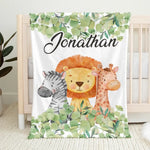 Custom Name Safari Animal Gifts for Kids - Personalized Blanket