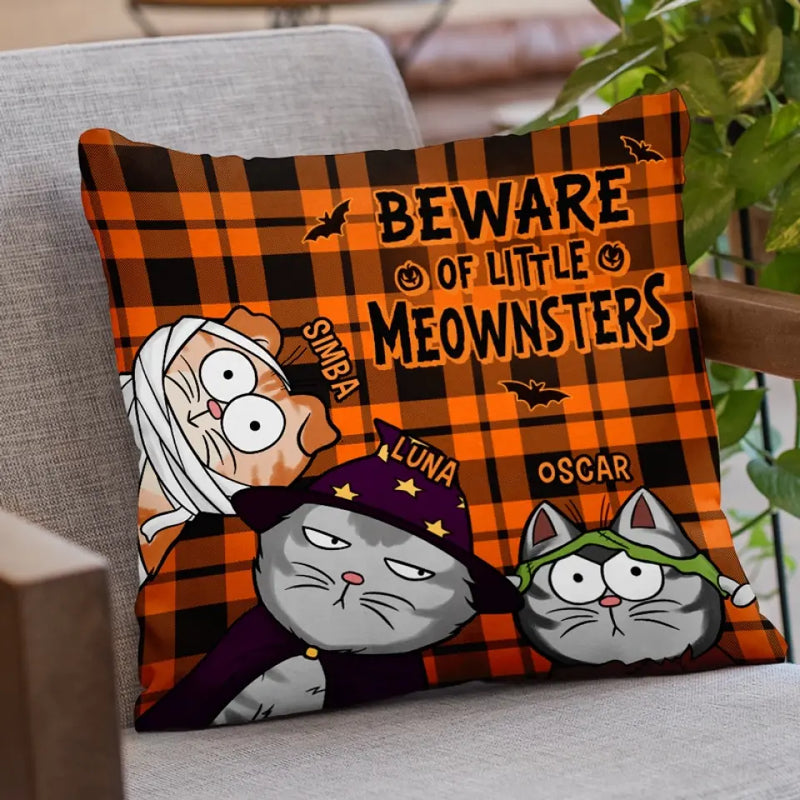 Beware Of Little Meownsters - Cat Personalized Custom Pillow - Halloween Gift For Pet Owners, Pet Lovers