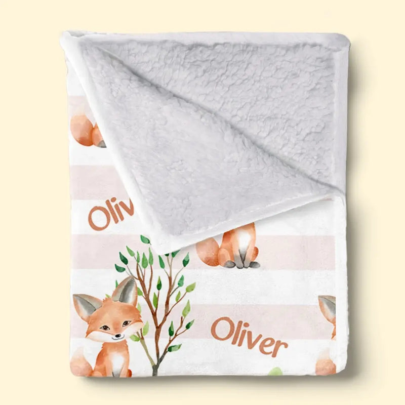 What Does The Fox Say - Family Personalized Custom Baby Blanket - Gift For Baby Kids, Newborn Baby