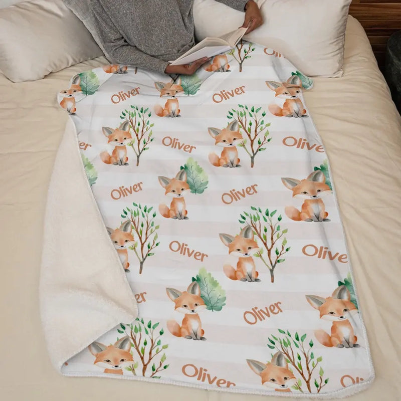 What Does The Fox Say - Family Personalized Custom Baby Blanket - Gift For Baby Kids, Newborn Baby