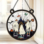 Wishing You A Haunting Night - Family Personalized Window Hanging Suncatcher - Halloween Gift For Family Members