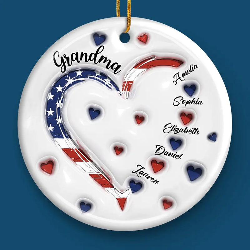 Grandma’s Love For Her Grandkids Knows No Bounds - Family Personalized Custom 3D Inflated Effect Printed Ornament - Ceramic Round Shaped - Christmas Gift For Mom, Grandma