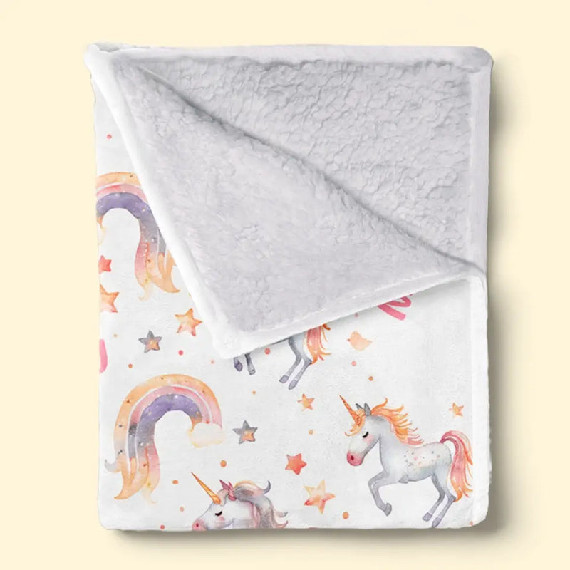Born To Sparkle Like A Unicorn - Family Personalized Custom Baby Blanket - Gift For Baby Kids, Newborn Baby