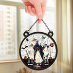 Wishing You A Haunting Night - Family Personalized Window Hanging Suncatcher - Halloween Gift For Family Members