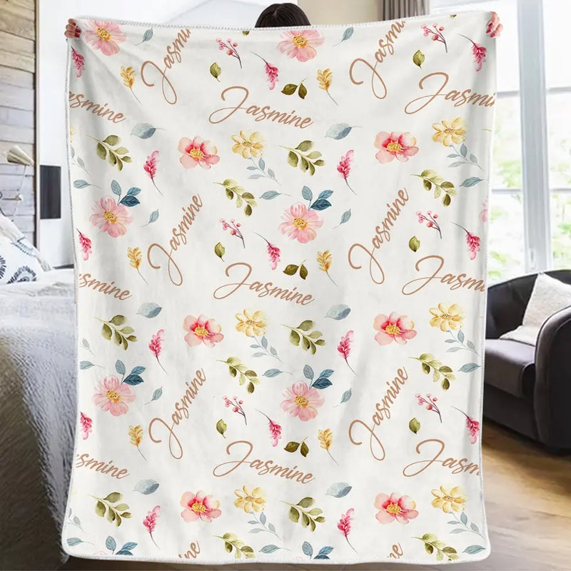 Baby Likes Flowers That Are Forever in Bloom - Family Personalized Custom Baby Blanket - Gift For Baby Kids, Newborn Baby