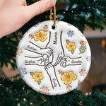 Holding My Mother's Hand, I Hold The World - Family Personalized Custom 3D Inflated Effect Printed Ornament - Ceramic Round Shaped - Christmas Gift For Mom, Grandma