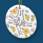 Holding My Mother's Hand, I Hold The World - Family Personalized Custom 3D Inflated Effect Printed Ornament - Ceramic Round Shaped - Christmas Gift For Mom, Grandma