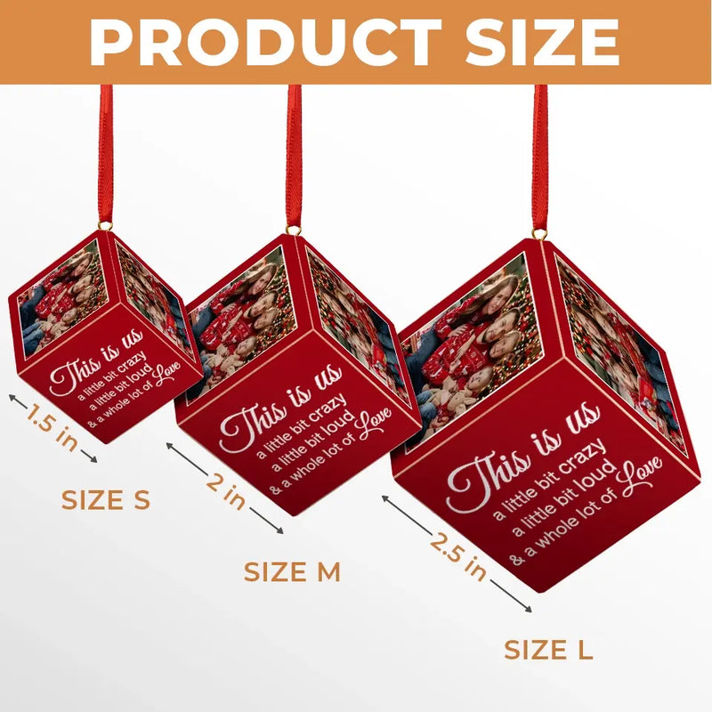 Custom Photo Every Christmas, I Wrap My Family In Love! - Family Personalized Custom Wooden Cube Ornament - Christmas Gift For Family Members