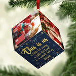Custom Photo Christmas Family Gifts - Personalized Cube Ornament