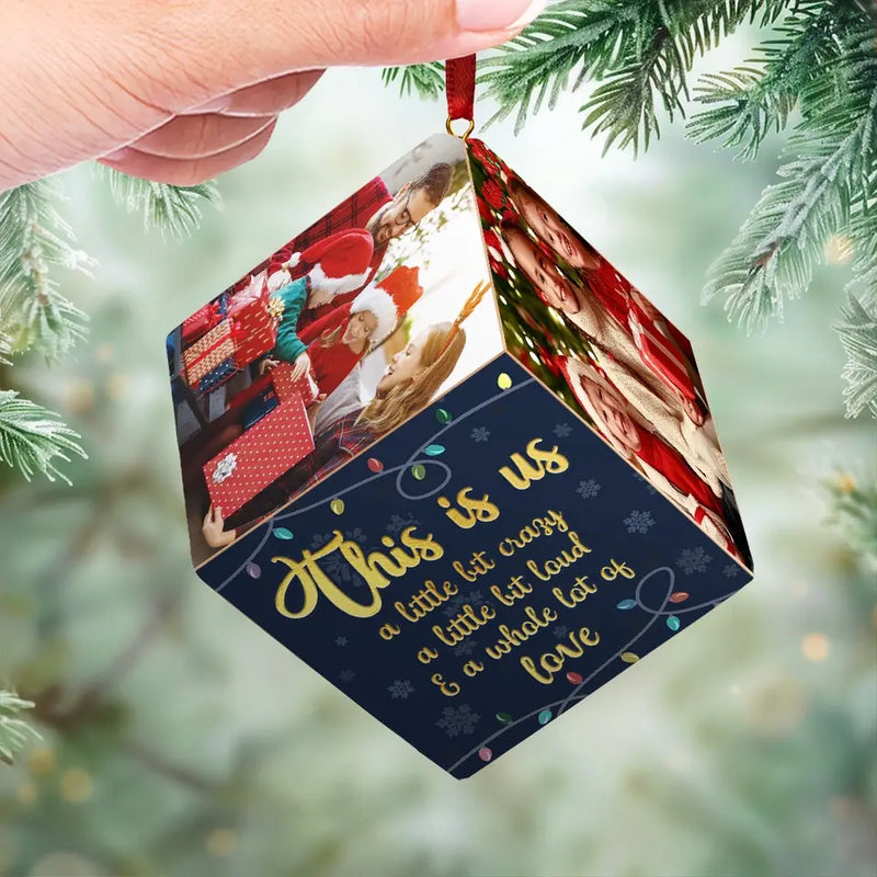 Custom Photo This Is Us - Family Personalized Custom Wooden Cube Ornament - Christmas Gift For Family Members