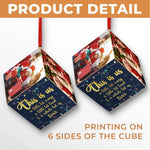 Custom Photo Christmas Family Gifts - Personalized Cube Ornament