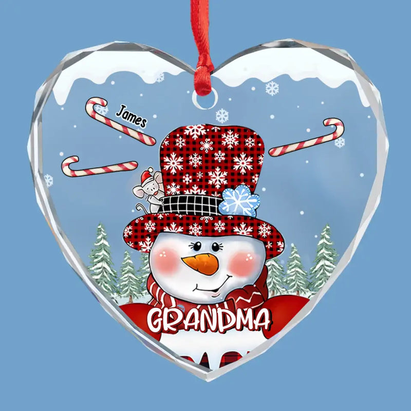 Grandma, Your Love Has Shaped Me In Lasting Ways - Family Personalized Custom Heart Glass Ornament - Christmas Gift For Mom, Grandma