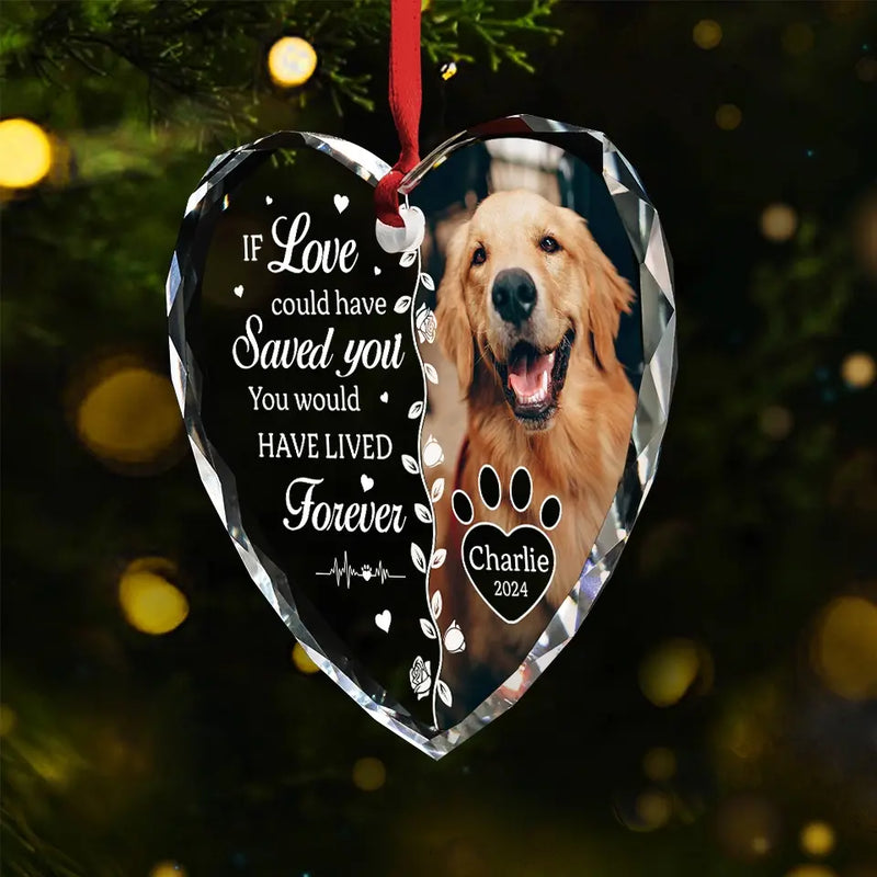 Custom Photo Once By My Side, Forever In My Heart - Memorial Personalized Custom Heart Glass Ornament - Sympathy Gift, Christmas Gift For Pet Owners, Pet Lovers