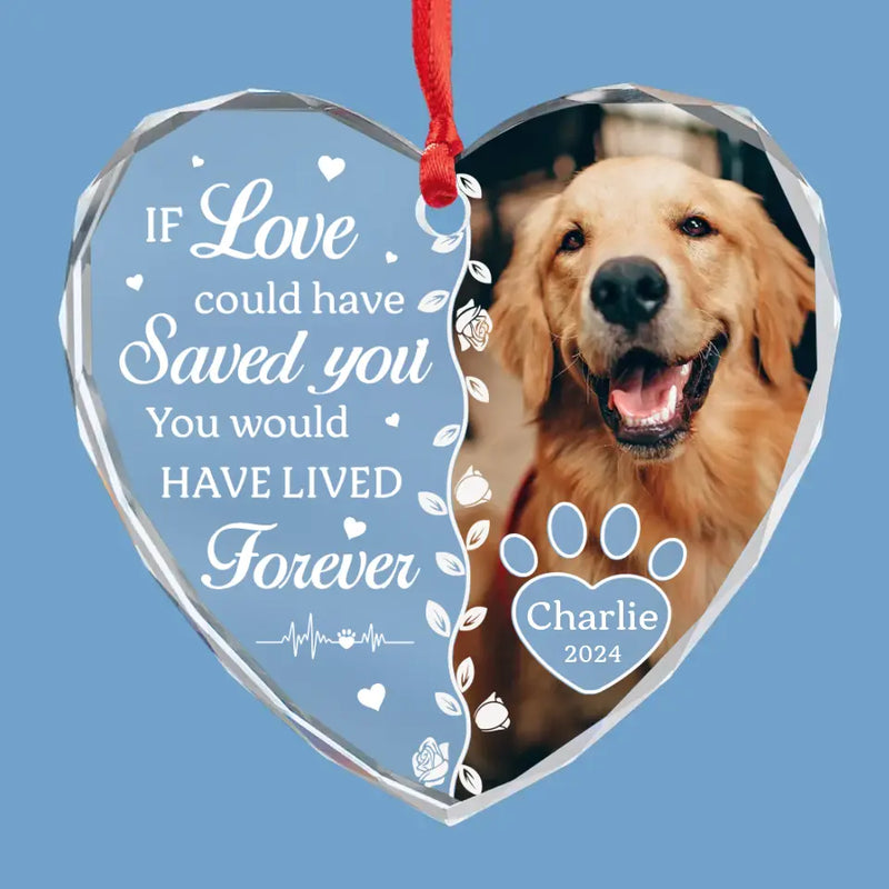Custom Photo Once By My Side, Forever In My Heart - Memorial Personalized Custom Heart Glass Ornament - Sympathy Gift, Christmas Gift For Pet Owners, Pet Lovers