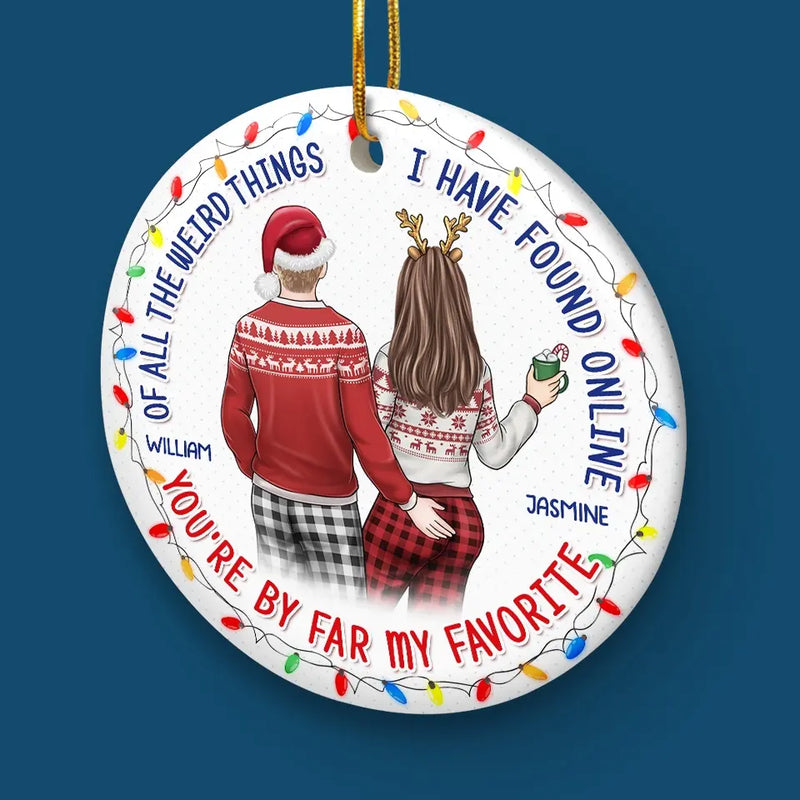 My Love For You Is Evergreen - Couple Personalized Custom Ornament - Ceramic Round Shaped - Christmas Gift For Husband Wife, Anniversary