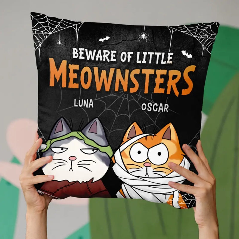 These Moewnsters Don't Fight, They Judge - Cat Personalized Custom Pillow - Halloween Gift For Pet Owners, Pet Lovers