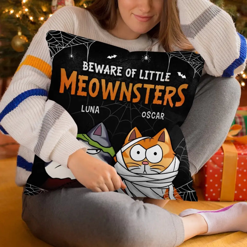 These Moewnsters Don't Fight, They Judge - Cat Personalized Custom Pillow - Halloween Gift For Pet Owners, Pet Lovers