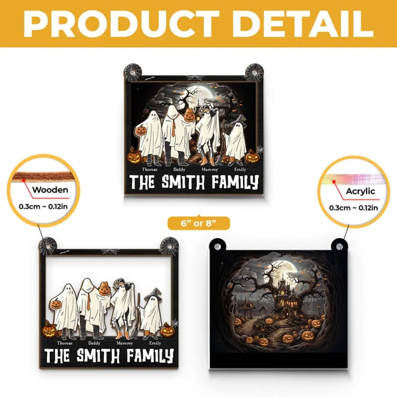 Having A Bloody Good Time - Family Personalized Window Hanging Suncatcher - Halloween Gift For Family Members