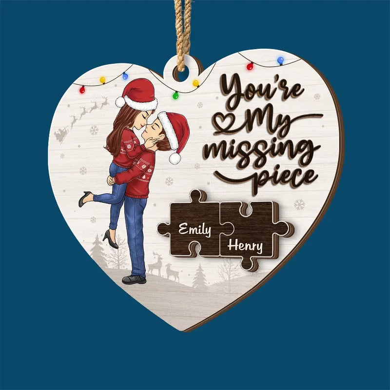 You Are The One I Never Want To Lose - Couple Personalized Custom Shaped 2 Layered Wood Christmas Ornament - Christmas Gift For Husband Wife, Anniversary