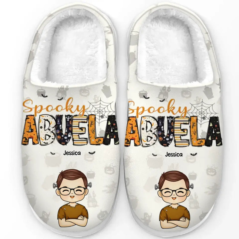 Too Much Of A Cutie To Be Spooky - Family Personalized Custom Fluffy Slippers - Halloween Gift For Mom, Grandma