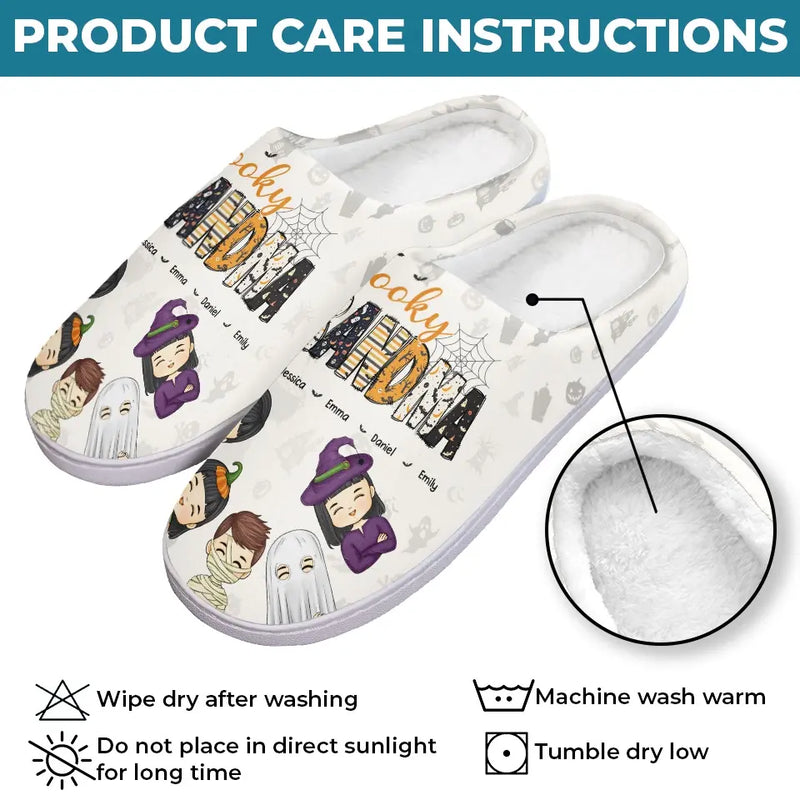 Too Much Of A Cutie To Be Spooky - Family Personalized Custom Fluffy Slippers - Halloween Gift For Mom, Grandma