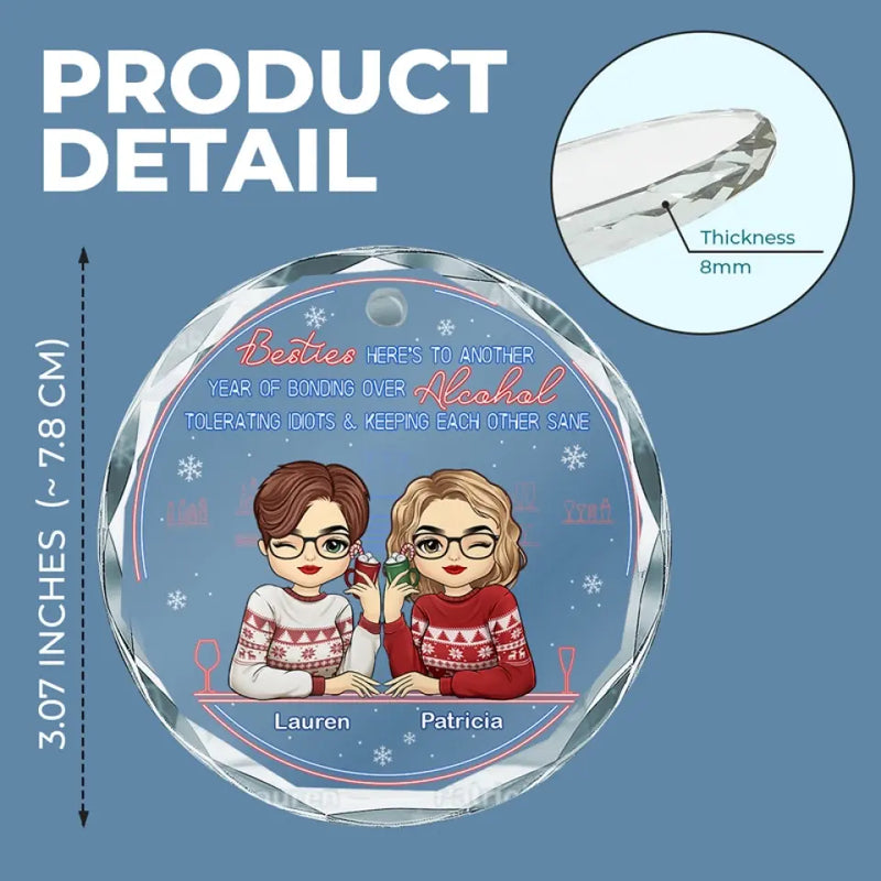 Besties Are The Brightest Blooms - Bestie Personalized Custom Circle Glass Ornament - Christmas Gift For Best Friends, BFF, Sisters
