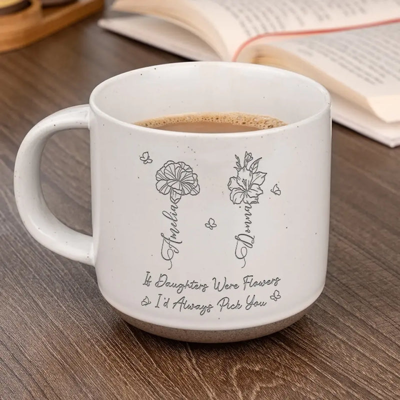 Love Is The Flower You’ve Got To Let Grow - Family Personalized Custom Pottery Mug - Gift For Mom, Daughter