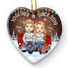 Our Love Is The Star That Shines Brightest During Christmas - Couple Personalized Custom Ornament - Ceramic Heart Shaped - Christmas Gift For Husband Wife, Anniversary