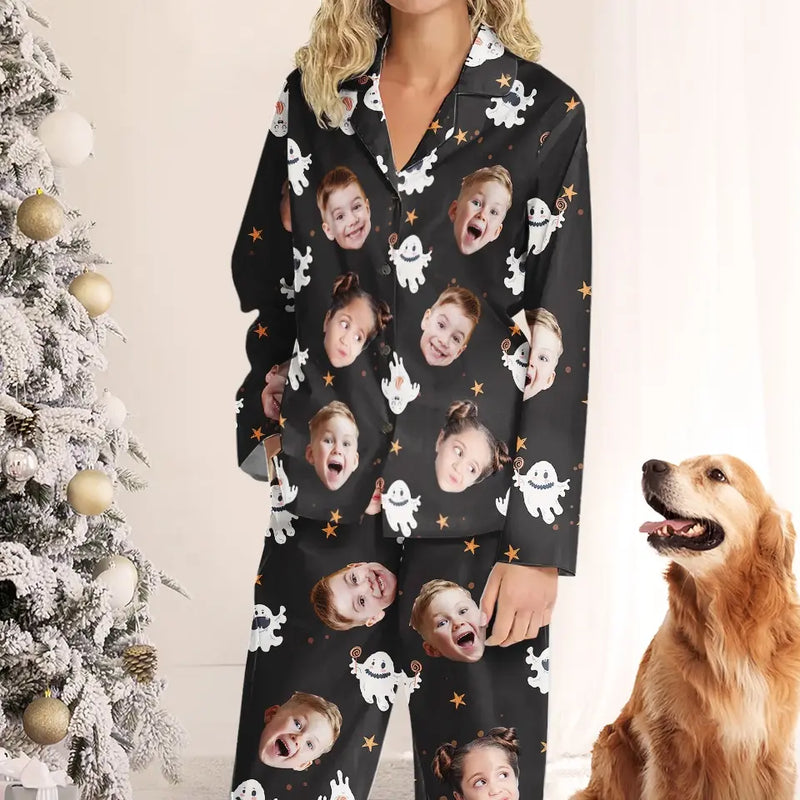 Custom Photo The Spooky Dangers Lurking Around The Corner - Family Personalized Custom Pajamas - Halloween Gift For Family Members