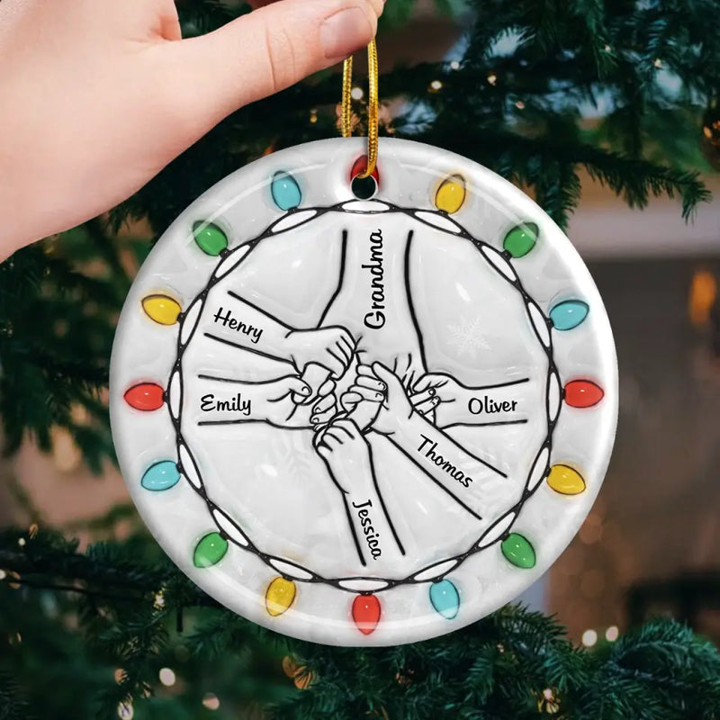 Mom, You Make Every Christmas Magical - Family Personalized Custom 3D Inflated Effect Printed Ornament - Ceramic Round Shaped - Christmas Gift For Mom, Grandma