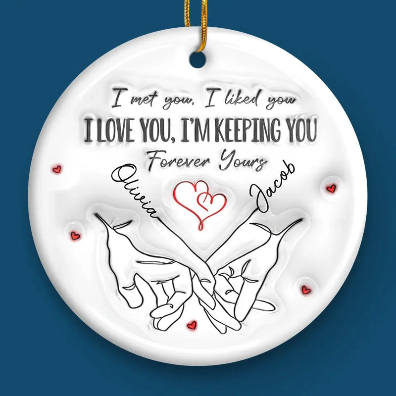 Our Love Is The Greatest Gift This Christmas - Couple Personalized Custom 3D Inflated Effect Printed Ornament - Ceramic Round Shaped - Christmas Gift For Husband Wife, Anniversary