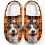 Custom Photo Paw-some Halloween - Dog & Cat Personalized Custom Fluffy Slippers - Halloween Gift For Pet Owners, Pet Lovers
