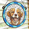 Custom Photo A Heartbeat At My Feet - Memorial Personalized Window Hanging Suncatcher Ornament - Sympathy Gift For Pet Owners, Pet Lovers