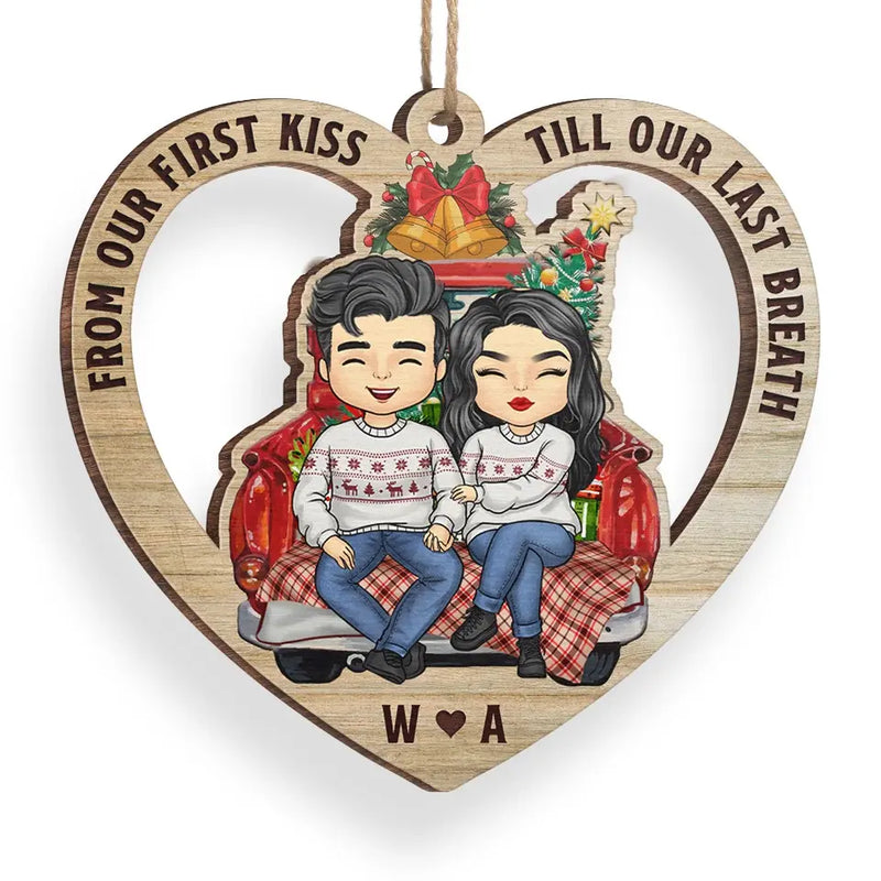 Every Christmas, I Fall In Love With You All Over Again - Couple Personalized Custom Ornament - Wood Custom Shaped - Christmas Gift For Husband Wife, Anniversary