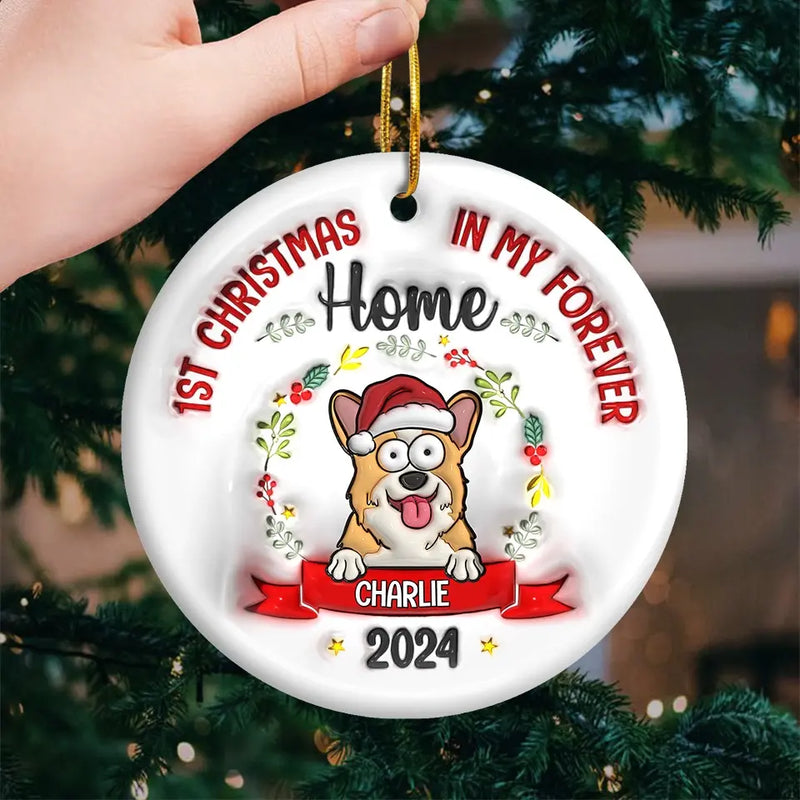 Whiskers In A Winter Wonderland - Dog & Cat Personalized Custom 3D Inflated Effect Printed Ornament - Ceramic Round Shaped - Christmas Gift For Pet Owners, Pet Lovers, First Christmas